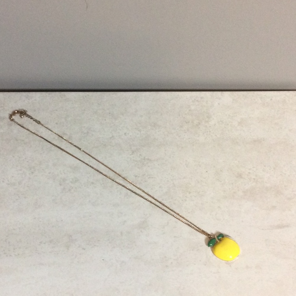 Yellow apple drop on gold chain necklace